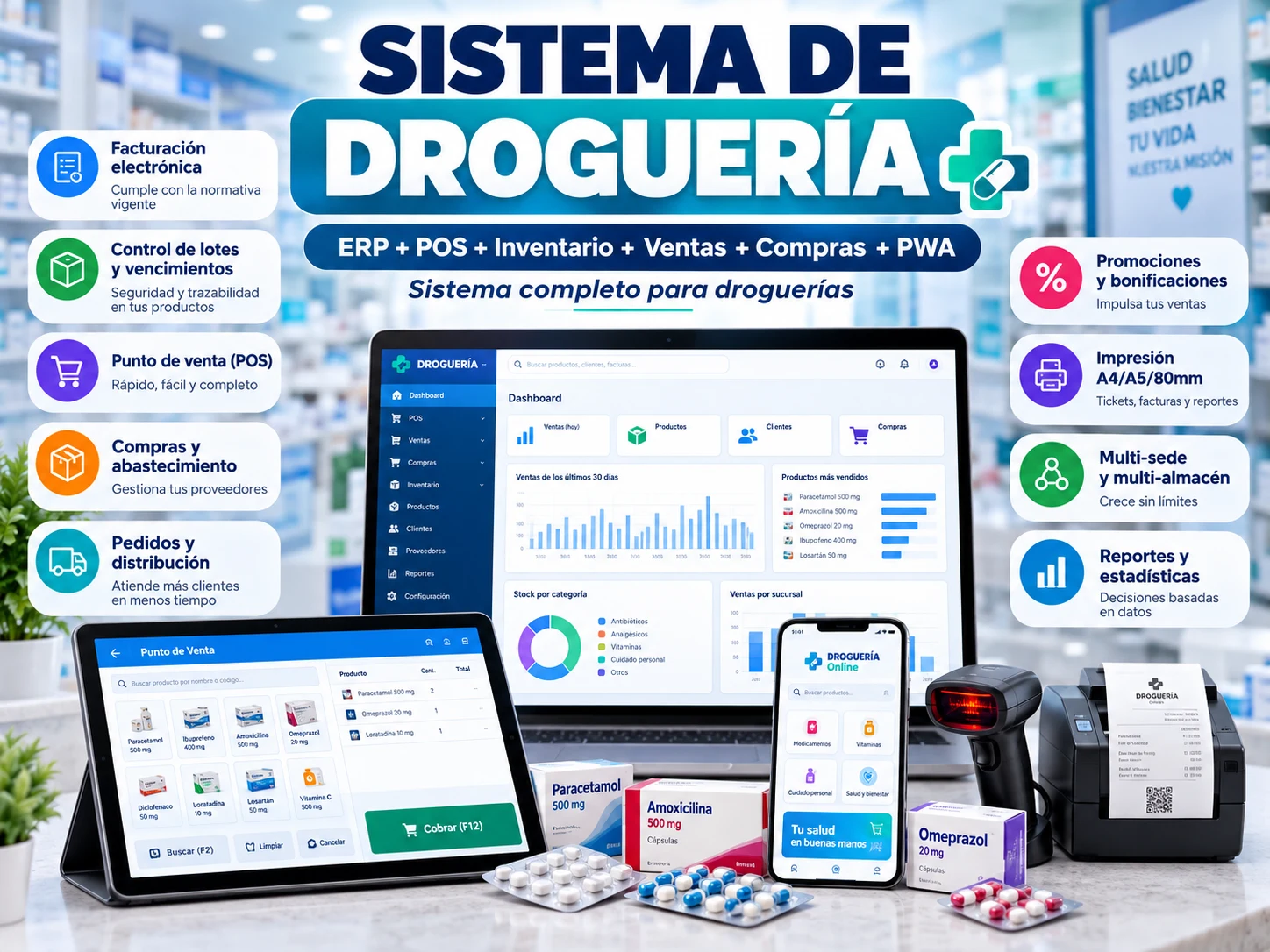 ERP Droguería — Gestión, Ecommerce, POS y Distribución